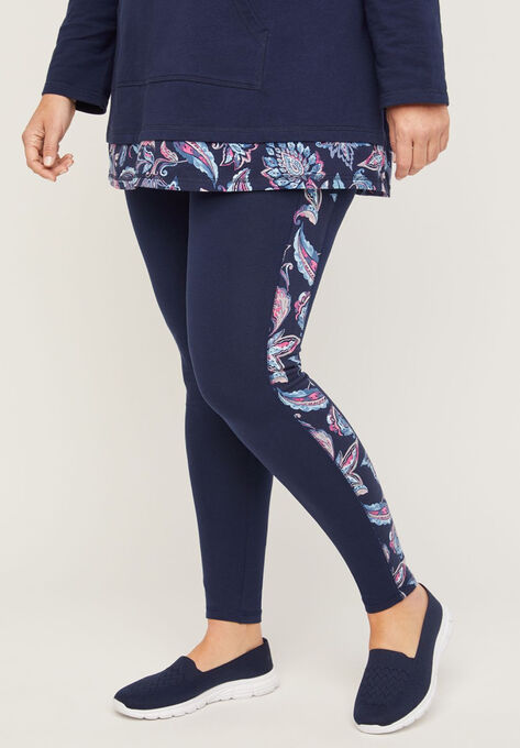 Paisley Stripe Active Legging, NAVY PAISLEY, hi-res image number null
