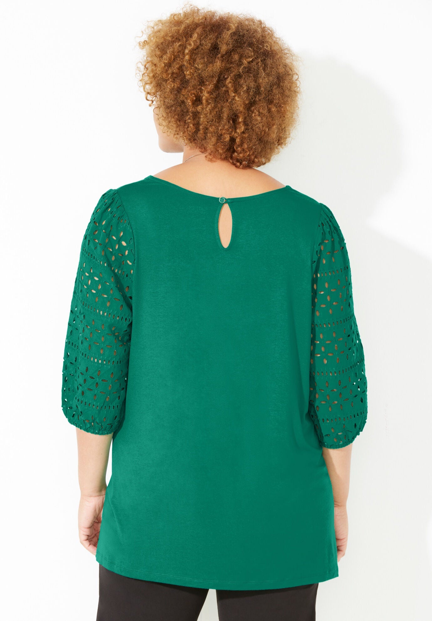 Liz&Me&reg; Eyelet Peasant Top, BRIGHT YELLOW, on-hover image number 1