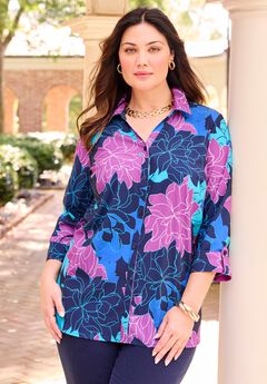 Navy Blue Plus Size Blouses