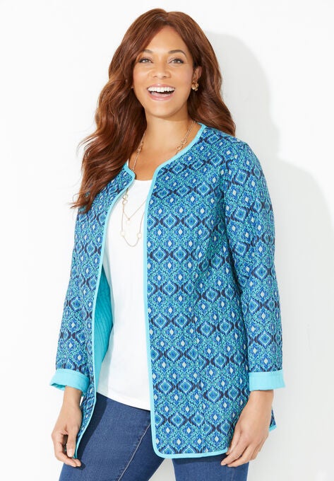 Reversible Quilted Jacket, NAVY MEDALLION, hi-res image number null