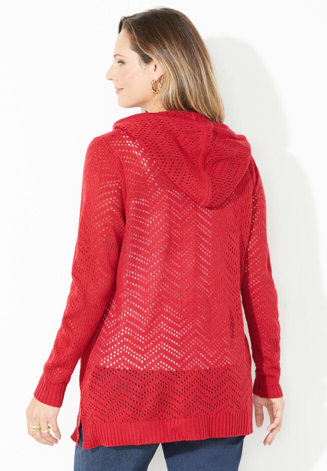 Pointelle Zip Hoody Cardigan, , on-hover image number 1