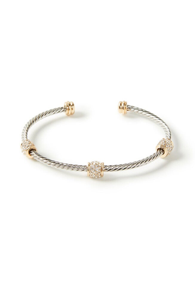 Sparkle Spiral Cuff Bracelet, SILVER, hi-res image number 0