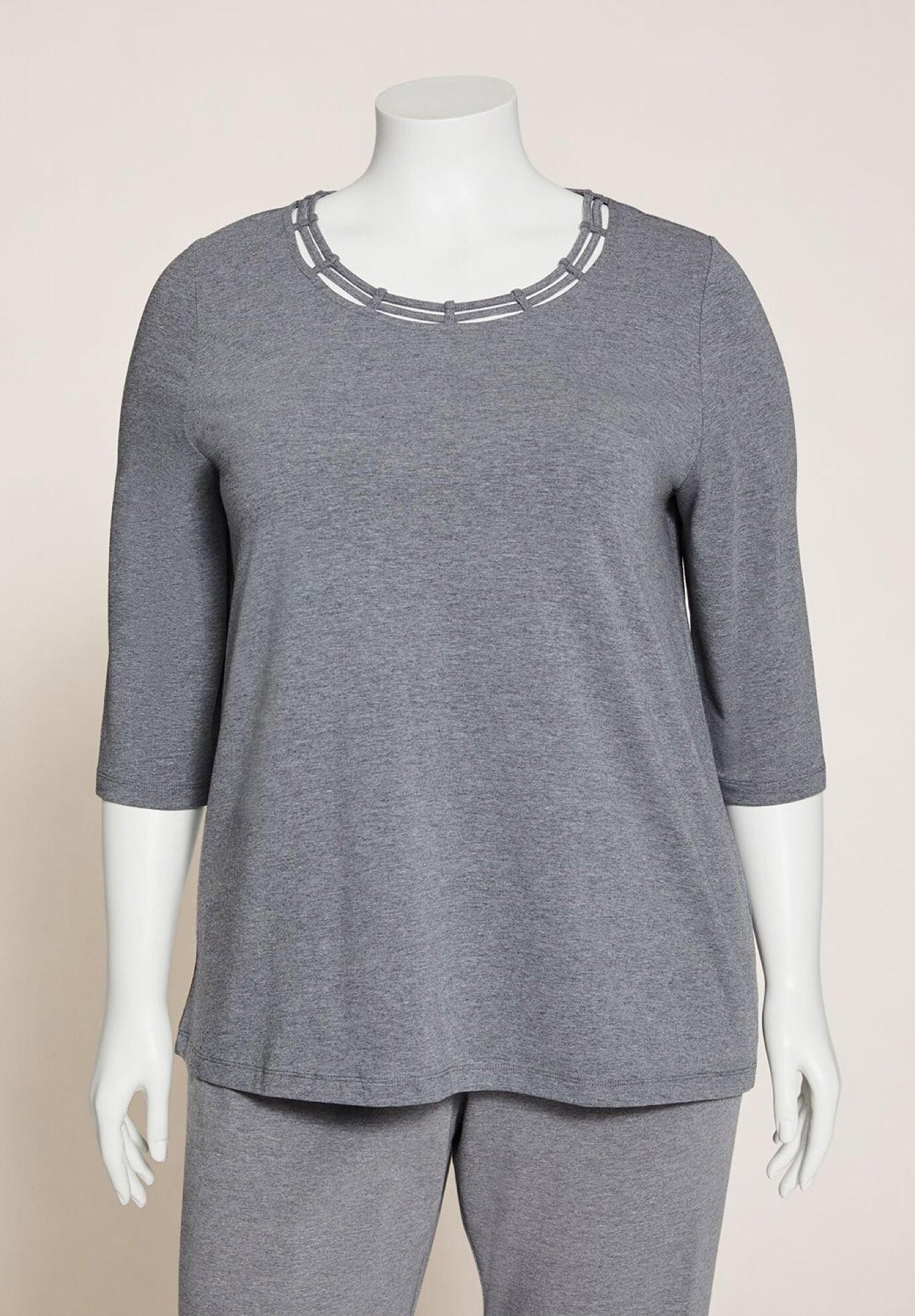 Suprema&reg; Strappy Neckline Top, HEATHER GREY, hi-res image number 0