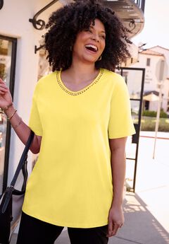 Plus Size Short Sleeve V Neck Shirts