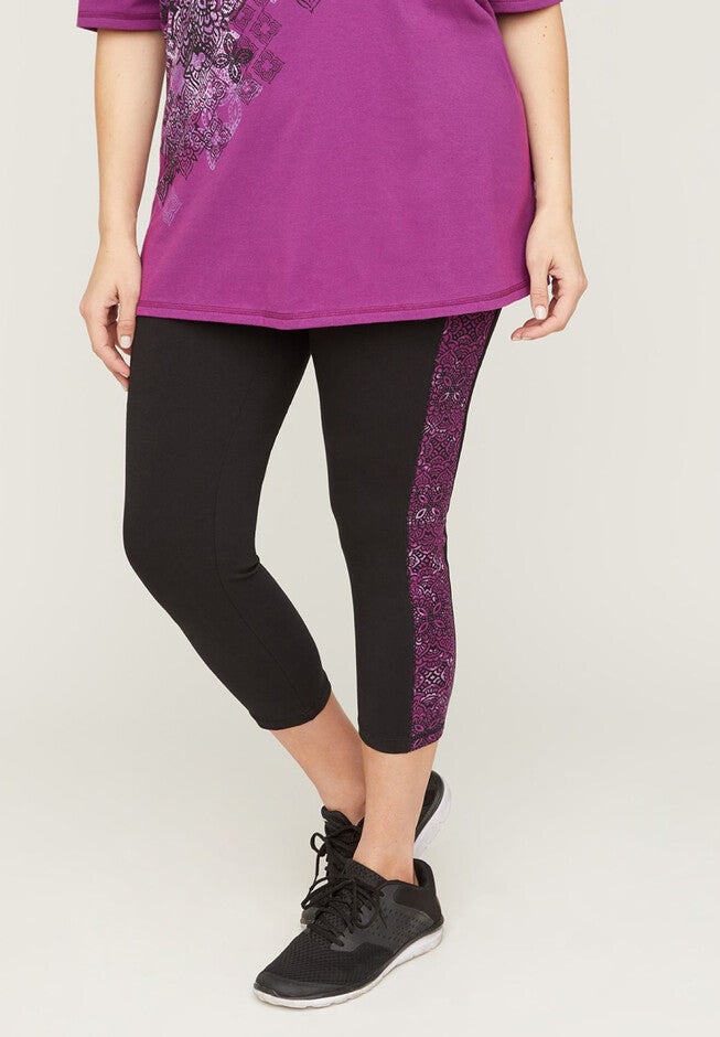 Medallion Capri Legging, BLACK PURPLE MEDALLION, hi-res image number null