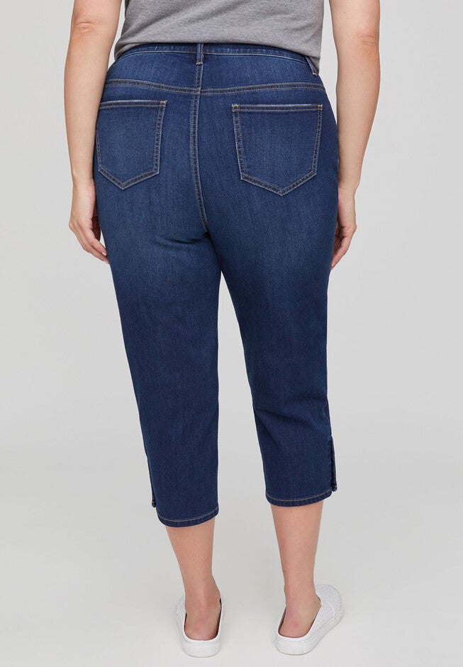 Button-Hem Jean Capri with Comfort Waist, , on-hover image number null