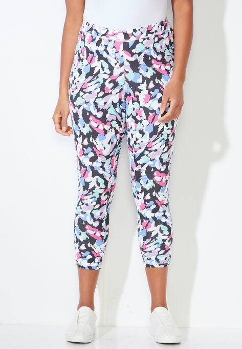 Knit Legging Capri, ROSE VIOLET ABSTRACT, hi-res image number null