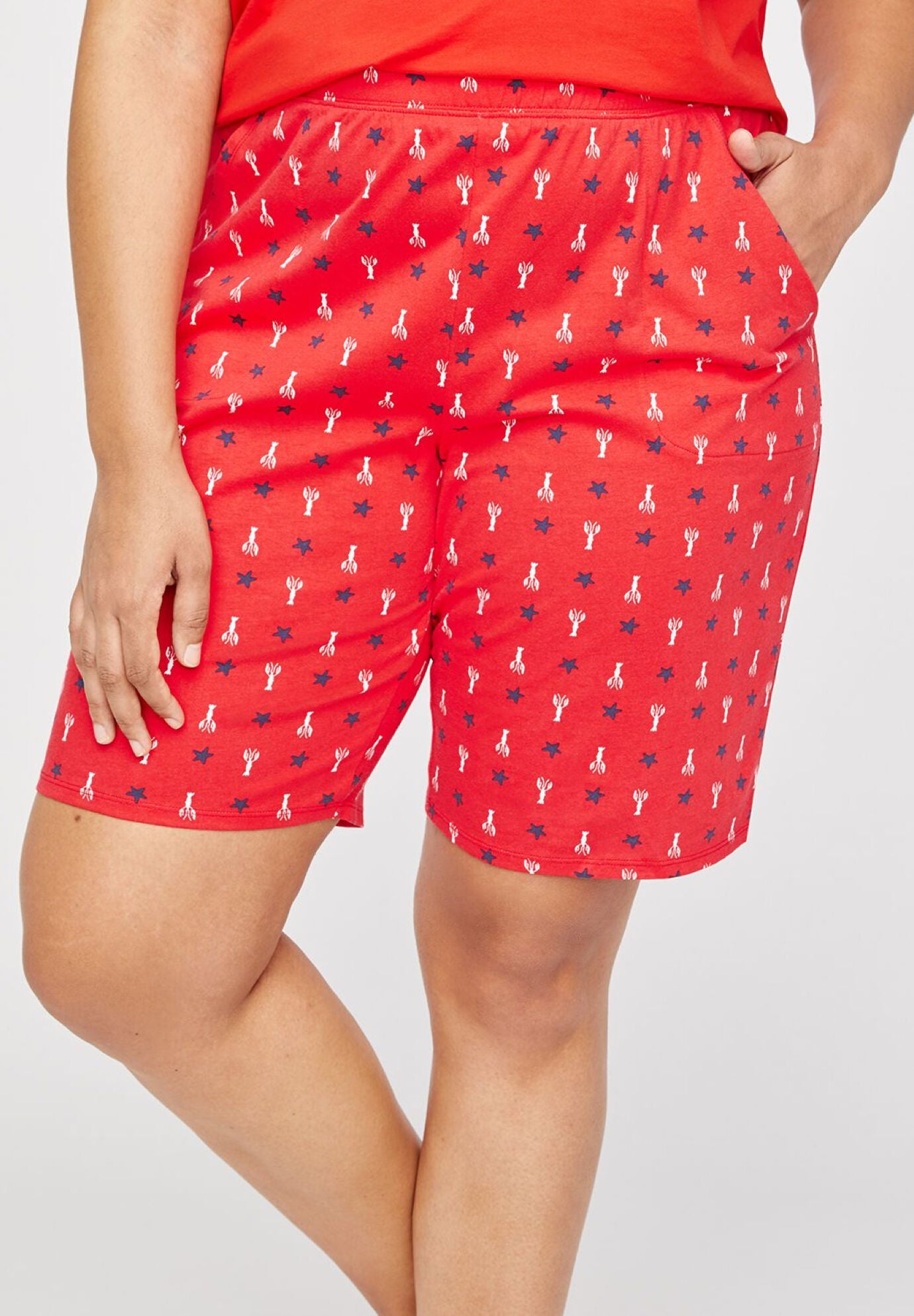 Bermuda Sleep Shorts Fireworks Cotton, Fireworks Blue Catherines