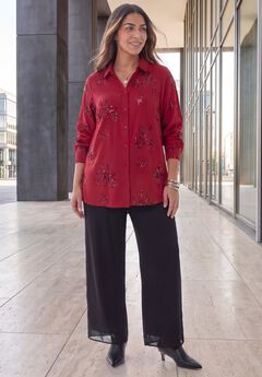 Selena Sequin Buttonfront Blouse