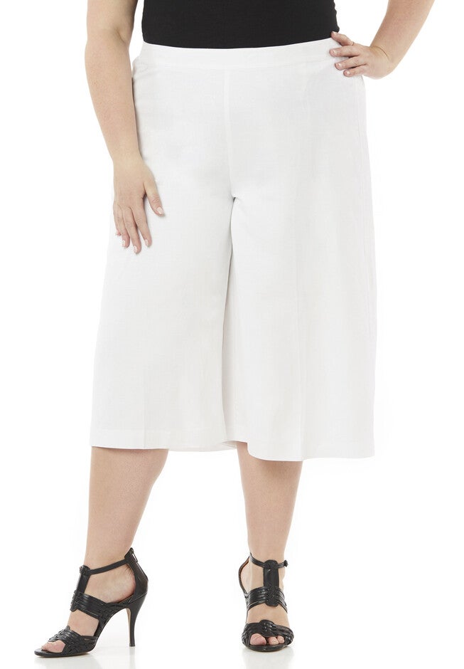 Refined Linen Gaucho Pant, WHITE, hi-res image number null