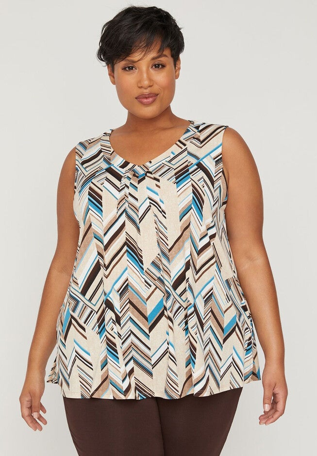 AnyWear Total Ease Pleated Tank, MULTICOLOR, hi-res image number null