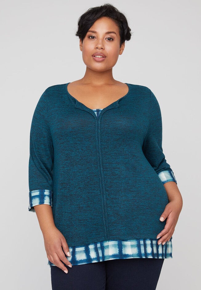 Plaid Duet Top, RIVER REFLECTION, hi-res image number 0