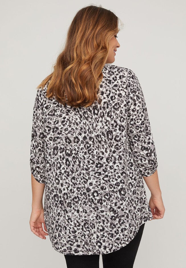 Leopard Print Signature Crepe Buttonfront, , on-hover image number 1