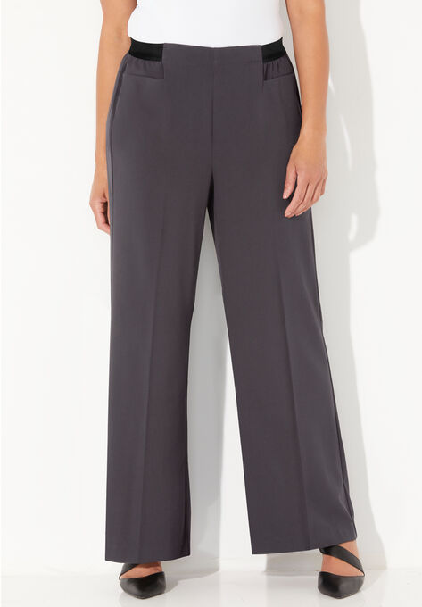 REFINED PULL-ON WIDE-LEG PANT, RICH GREY, hi-res image number null