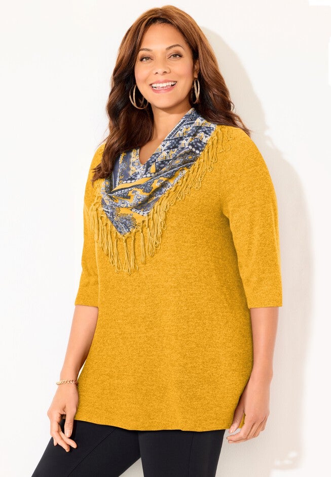 Impossibly Soft Tunic & Scarf Duet, HONEY MUSTARD, alternate image number 2