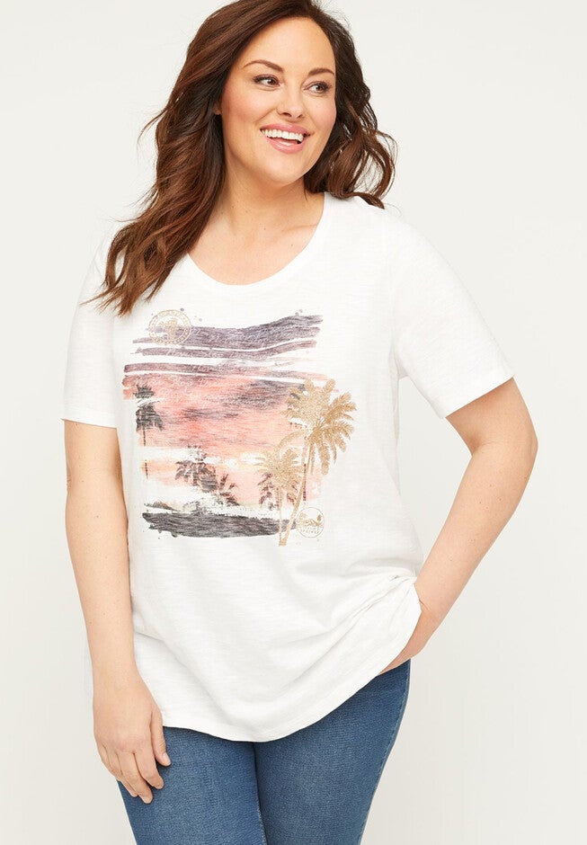 Beachfront Tee, WHITE SCENIC BEACH, hi-res image number 0