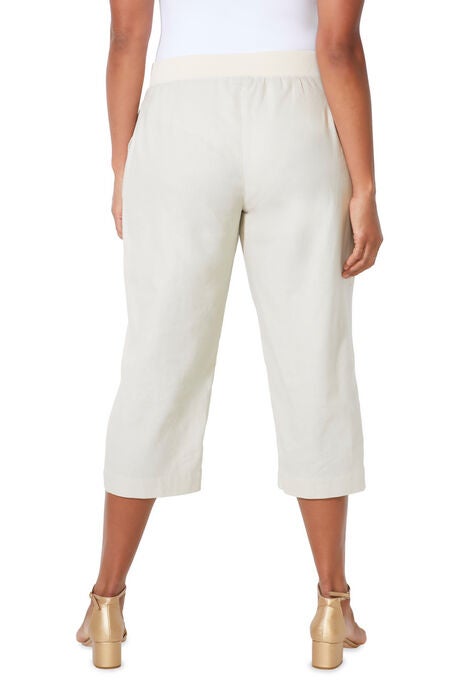 Knit Waist Linen Capri, , on-hover image number null