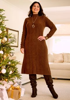 Cashmiracle™ Cable Stitch Mock Neck Sweater Dress