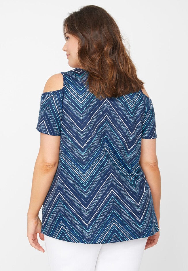 Zig-Zag Cold-Shoulder Top, , on-hover image number null