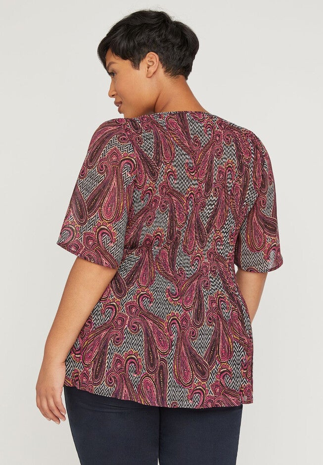 Magenta Teardrop Pleated Top, , on-hover image number null