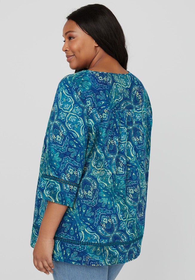 Twilight Printed Peasant Top, , on-hover image number null