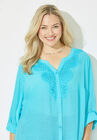 Scalloped Crochet Buttonfront Blouse, , alternate image number 3