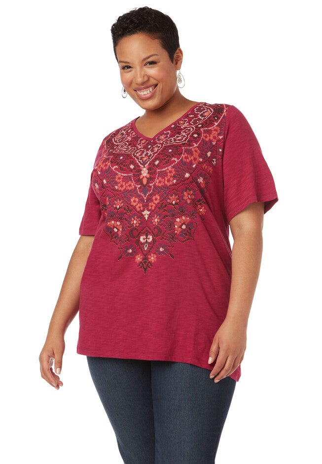 Mandala Short Sleeve Tee, BACK RASPBERRY, hi-res image number null