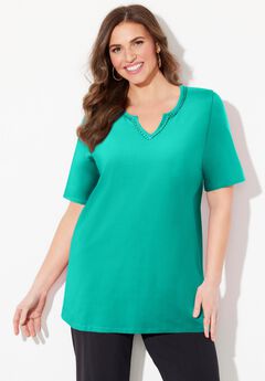 Suprema® Embroidered Notch-Neck Tee