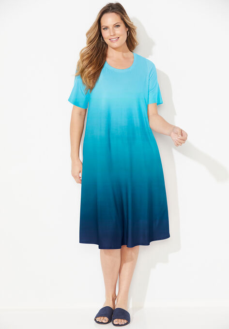 Parade Dip-Dye A-Line Dress (With Pockets), AQUA OMBRE, hi-res image number null