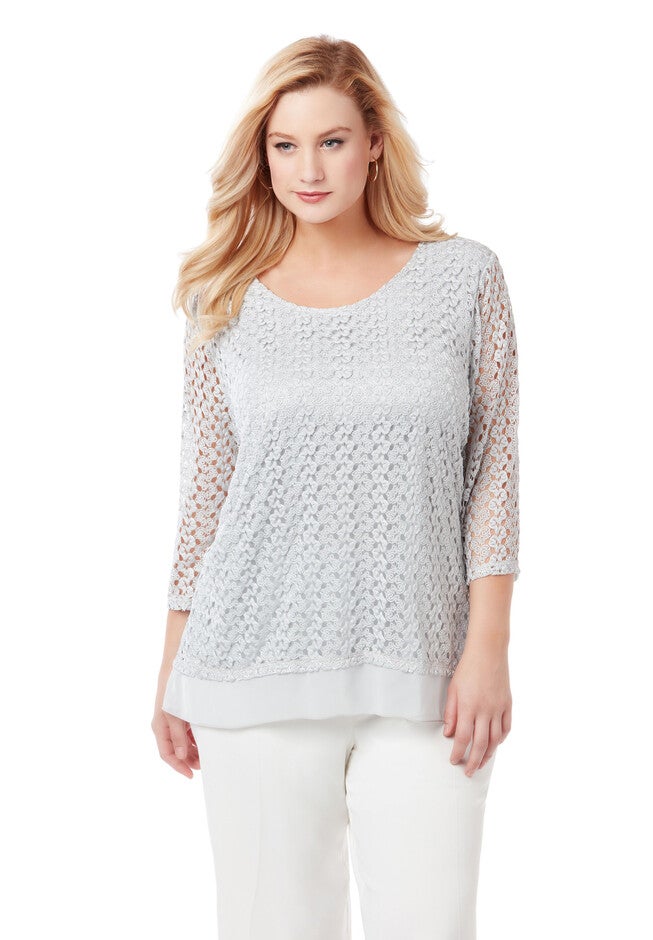 Starry Night Lace Top, SILVER, hi-res image number null