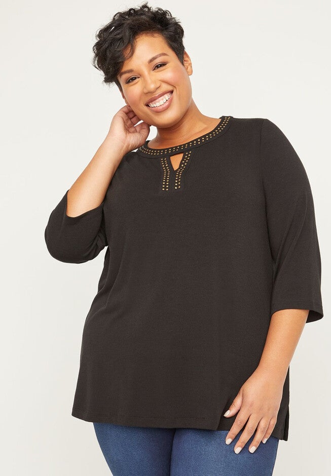 Harbor Tunic Top with Cutout, BLACK, hi-res image number null