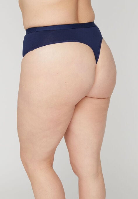 Cotton High-Waist Thong Panty, , on-hover image number null