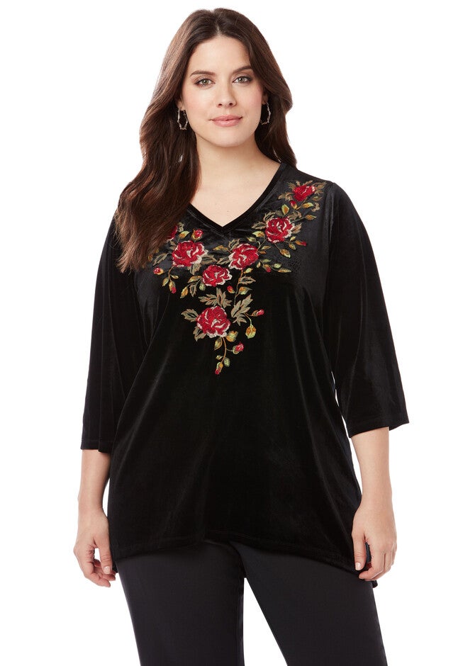 Night Blooms Top, BLACK, hi-res image number 0