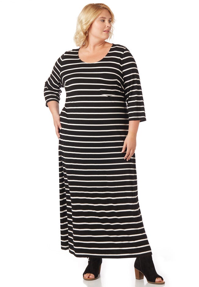 Stripe T-Shirt Dress, BLACK, hi-res image number null
