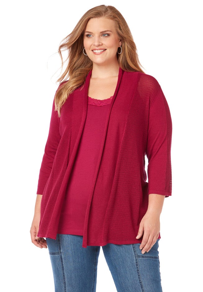 Shawl Collar Cardigan, BLACK RASPBERRY, hi-res image number null