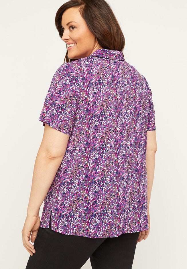 Dotted Signature Crepe Buttonfront Top, , on-hover image number null
