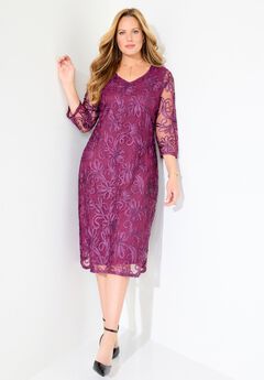 A-Line Embroidered Midi Dress