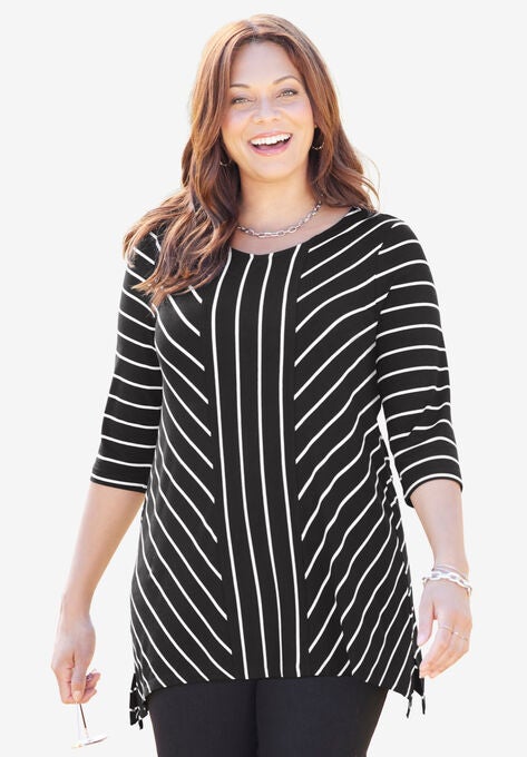 Streamline Two-Point Tunic, BLACK STRIPE, hi-res image number null