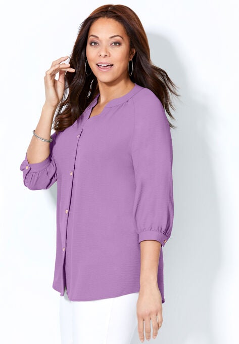 Pebbled Crepe Blouse, , alternate image number null