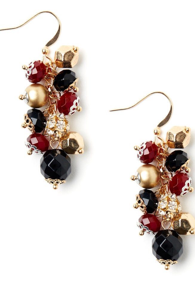 Night Mood Cluster Earrings, RED, hi-res image number null