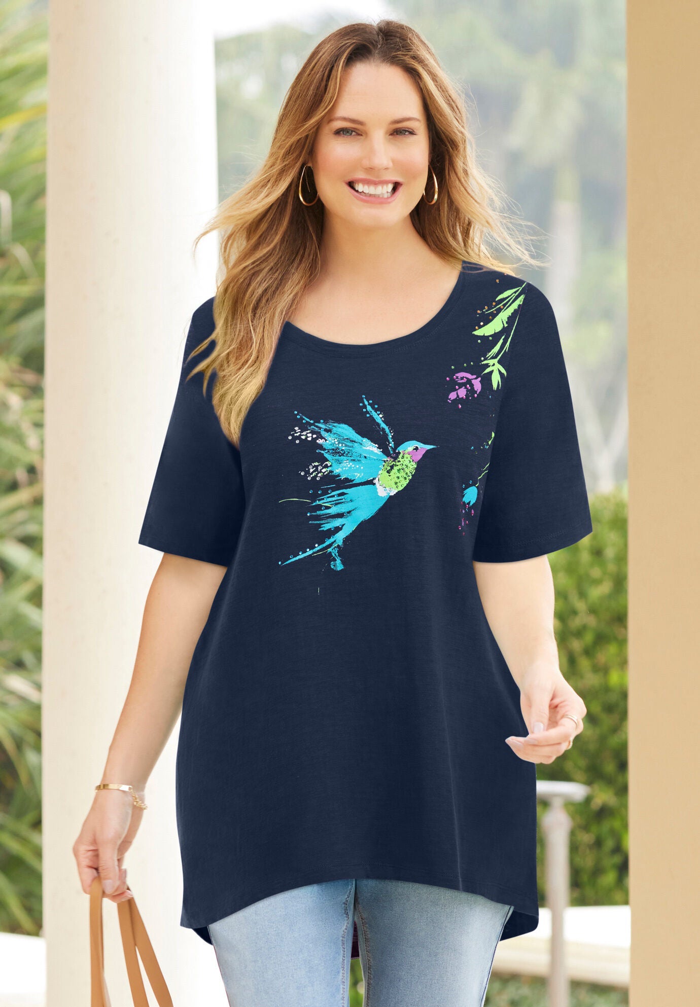 Shaped Knit Tee in Spring Toile Sapphire
