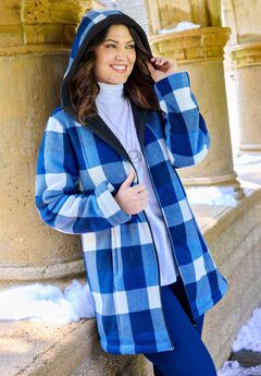 Long Fleece Coat with Sherpa Lining