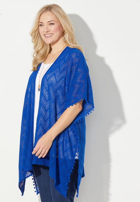 AnyWear Tassel Trim Poncho, , alternate image number null
