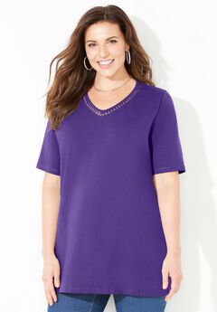 Suprema® Crochet V-Neck Tee