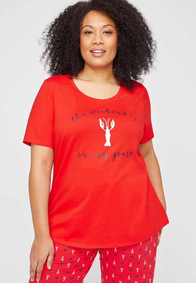 Fireworks Cotton Sleep Tee, RED, hi-res image number null