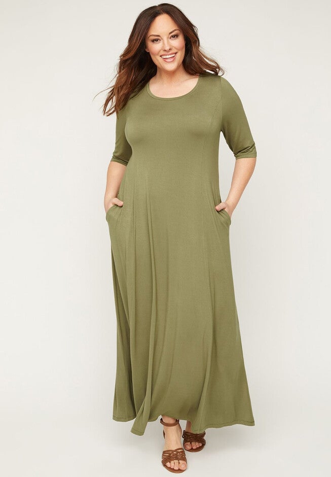 Easy Maxi Dress, DUSKY GREEN, hi-res image number null