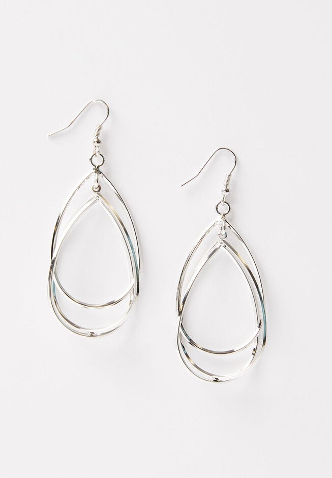 Teardrop Twist Drop Earrings, SILVER, hi-res image number 0