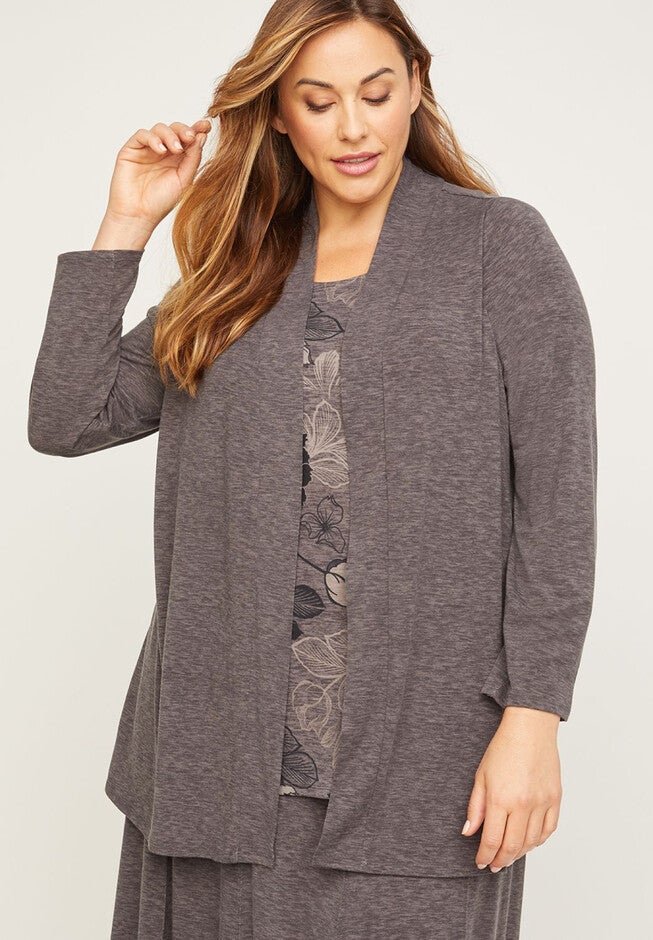 AnyWear Floral Duet Top, HEATHER GREY, hi-res image number 0