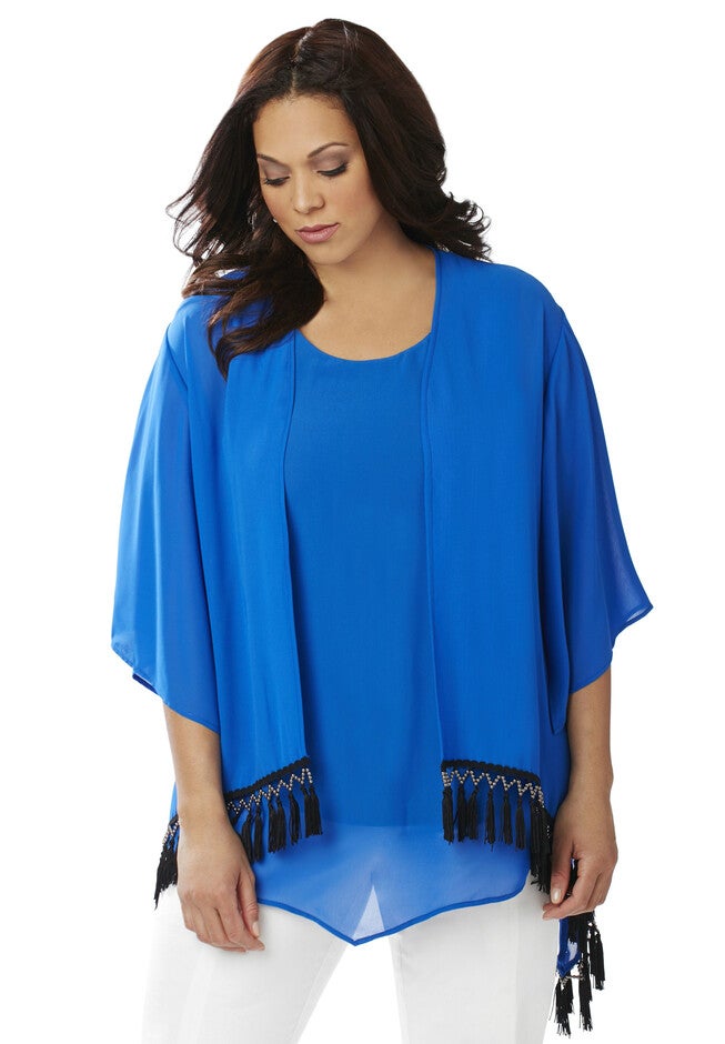 Black Label Sheer Elegance Kimono, BLUE WATER, hi-res image number null