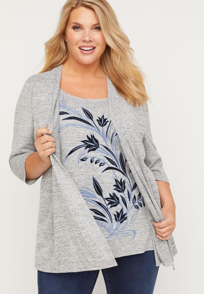 Blooms Point Duet Top, MEDIUM HEATHER GREY, hi-res image number null
